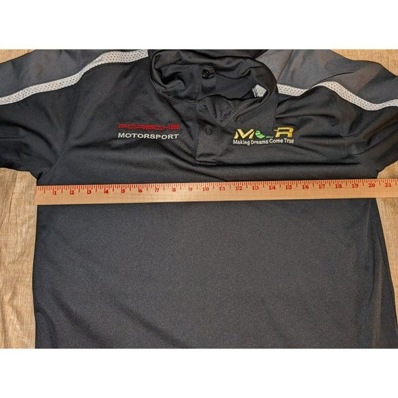 Sport-Tek Mens Black/Gray/White Short Sleeve Polo Size Medium Porsche Motorsport - Picture 6 of 6